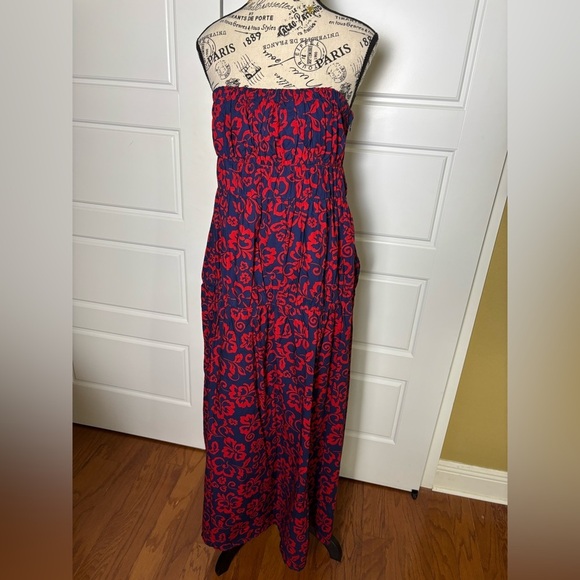 Sundry Anthropologie| 100% Cotton Aloha Floral Strapless Maxi Dress | - Picture 6 of 11